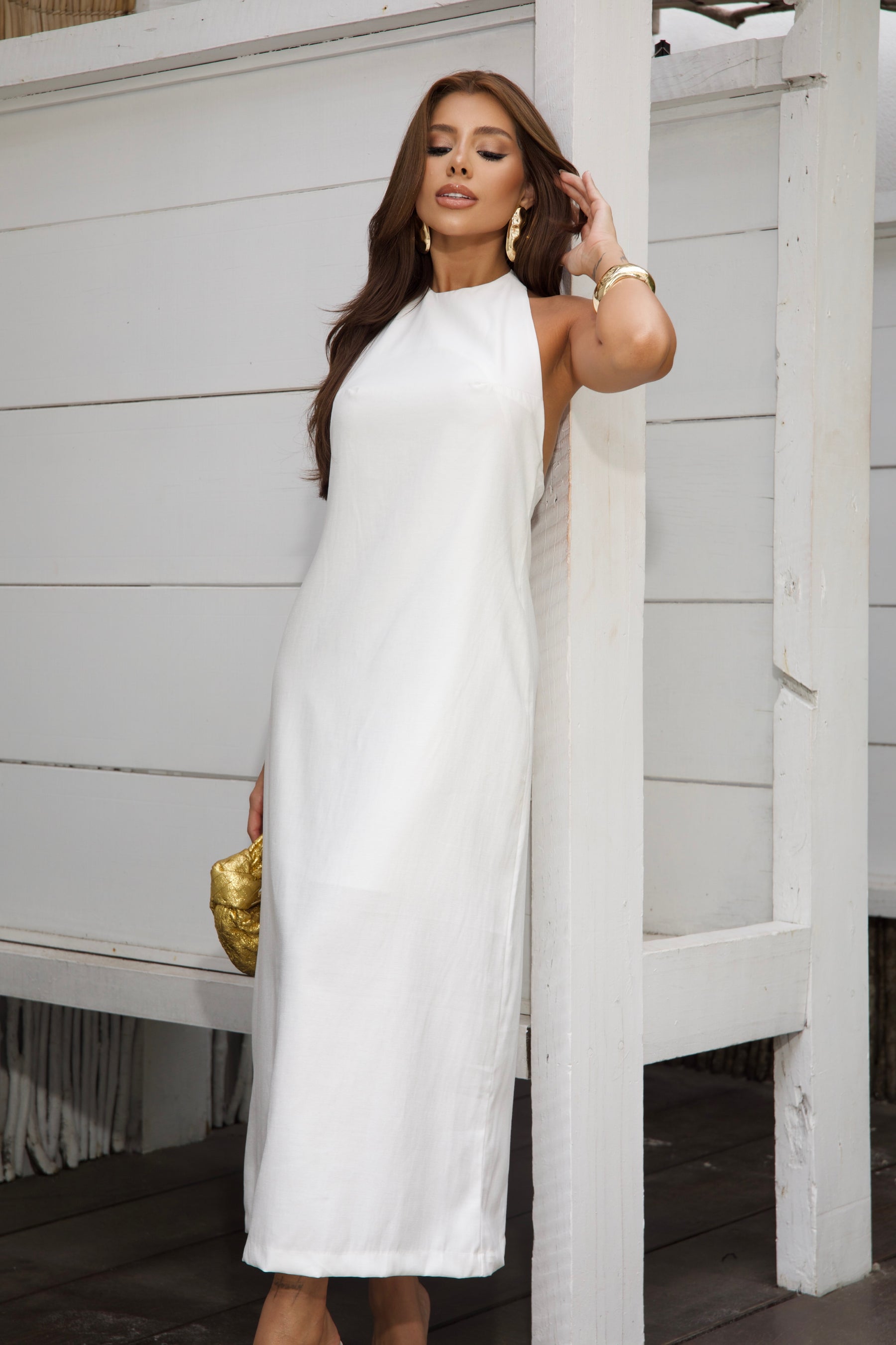 Vestido Alfaiataria Longo Costa Nua- Feminino