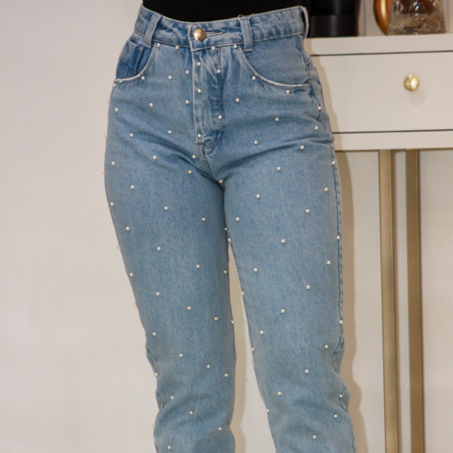 Calça Jeans Mom Josy com Perolas