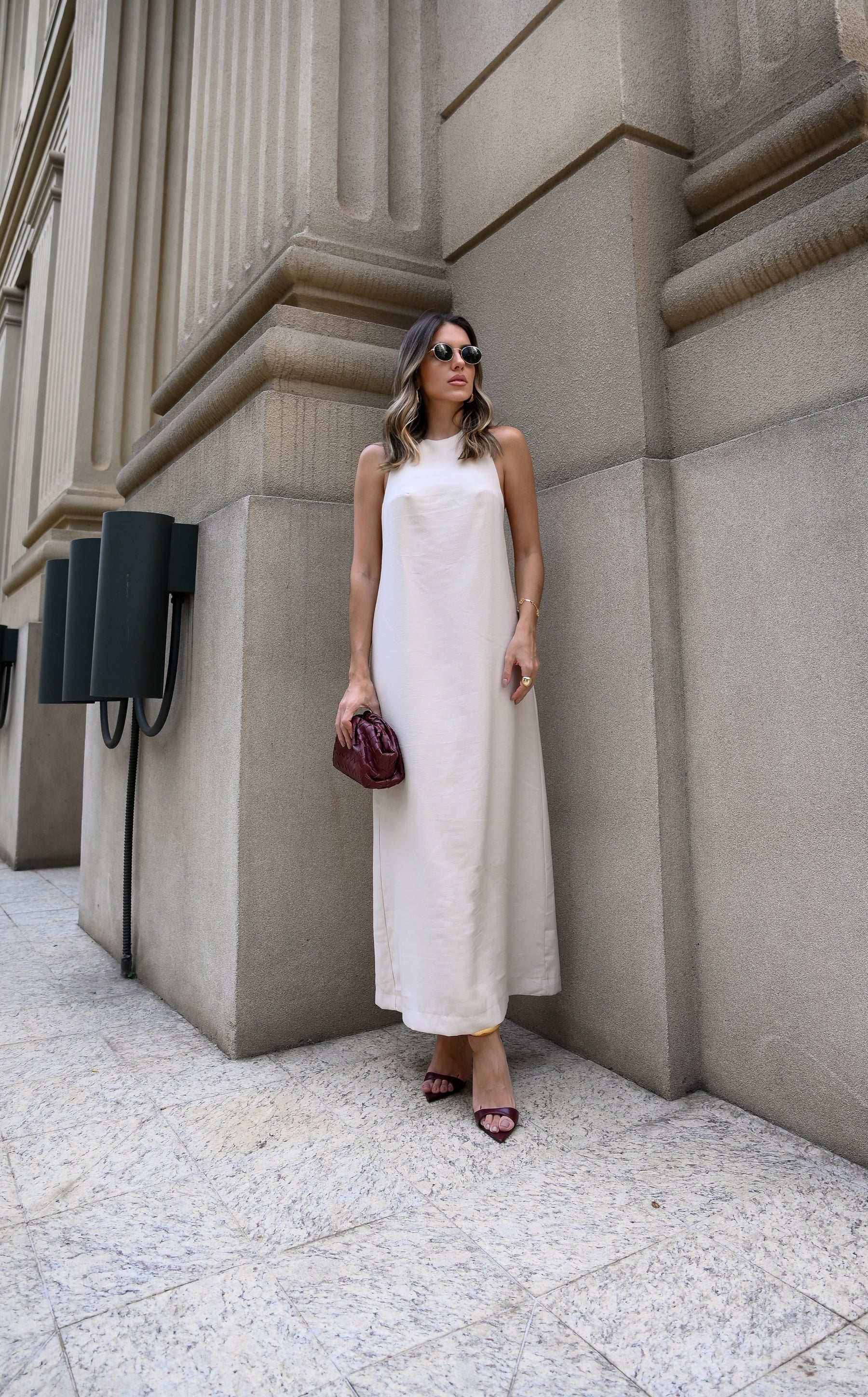 Vestido Alfaiataria Longo Costa Nua- Feminino