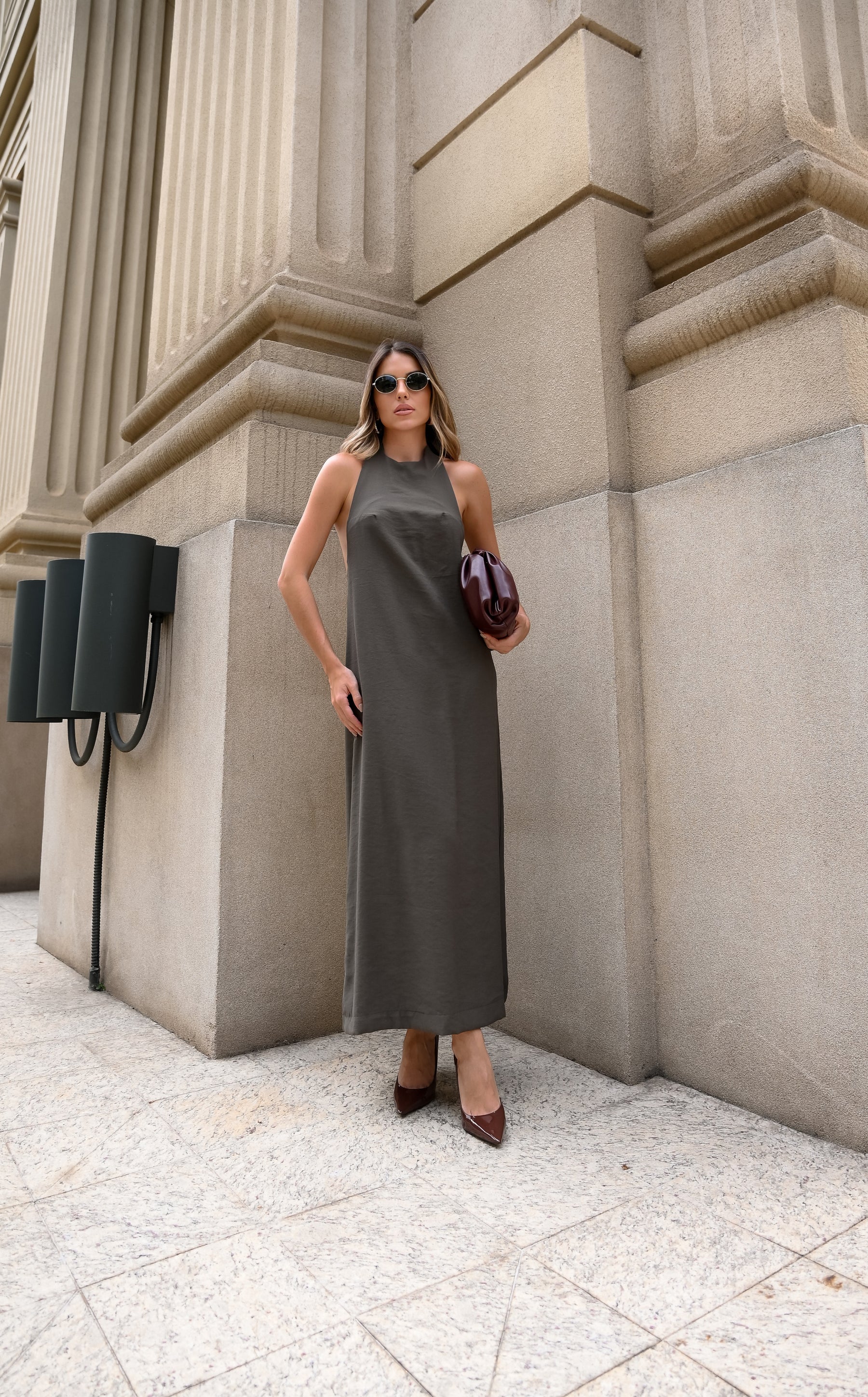 Vestido Alfaiataria Longo Costa Nua- Feminino
