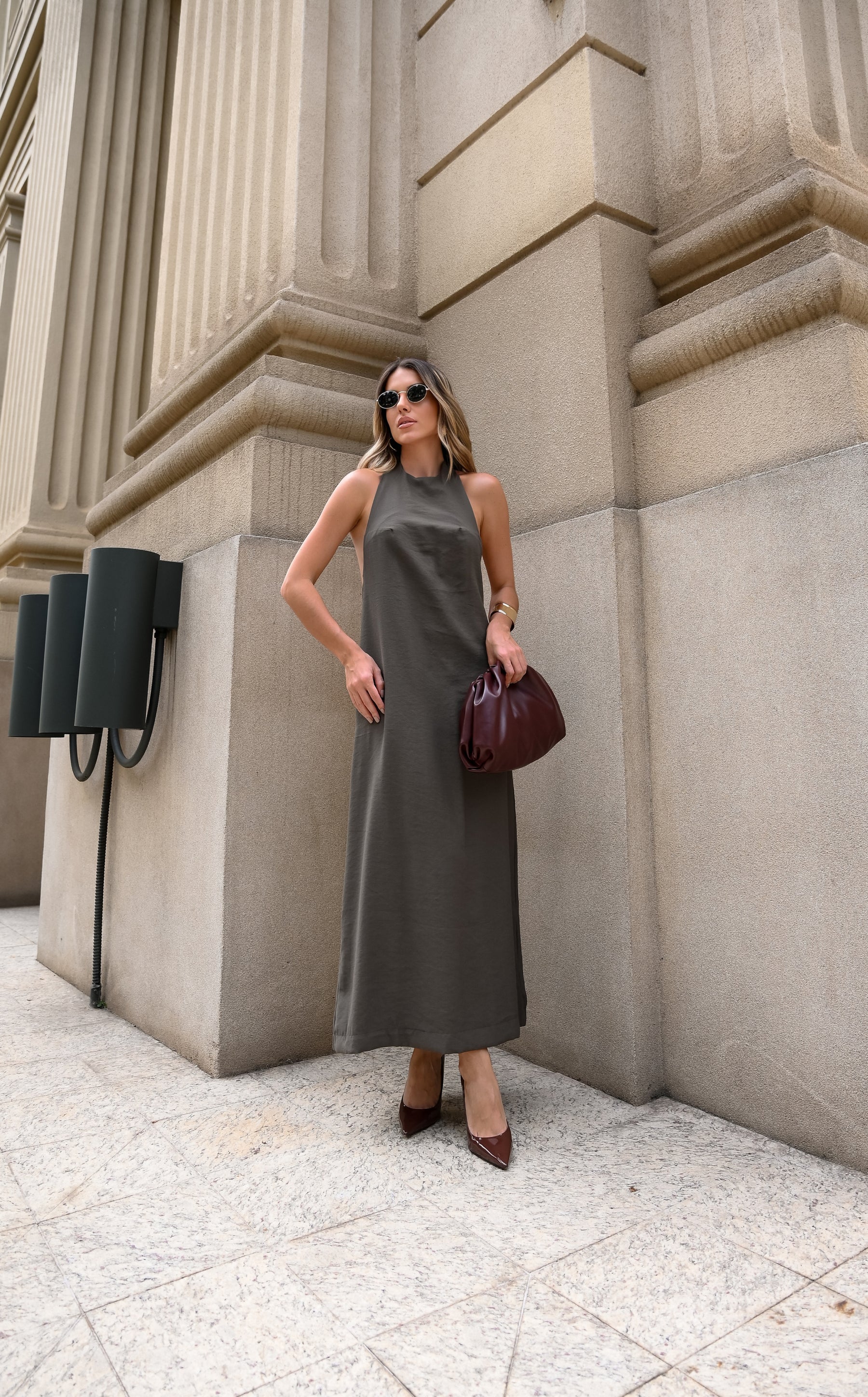Vestido Alfaiataria Longo Costa Nua- Feminino