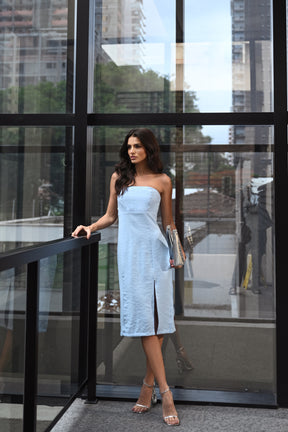 Vestido Mídi Alfaiataria Iza Alto verão Feminino