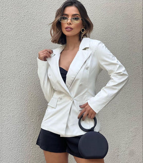 Blazer Alfaiataria Em Courino Feminino