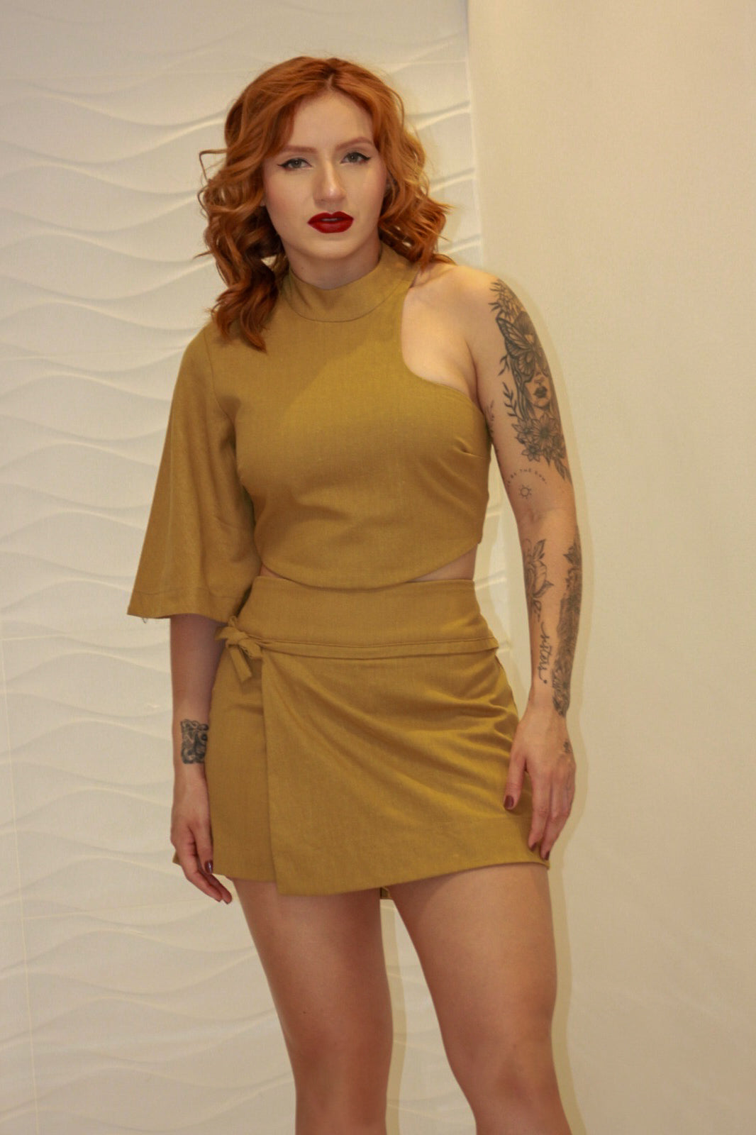   Short Saia Tielly em linho Feminino