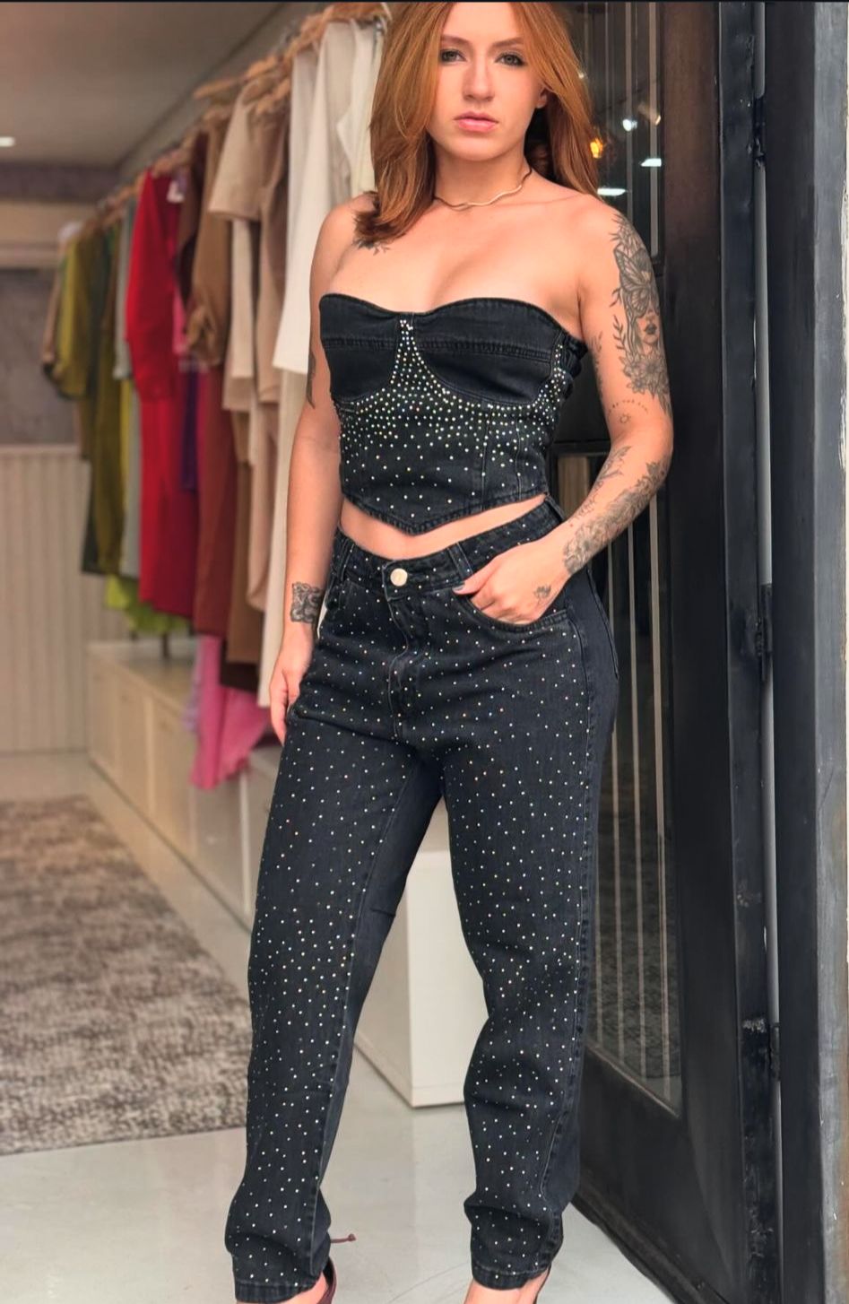 Calça  All Jeans Com Brilhos Feminina