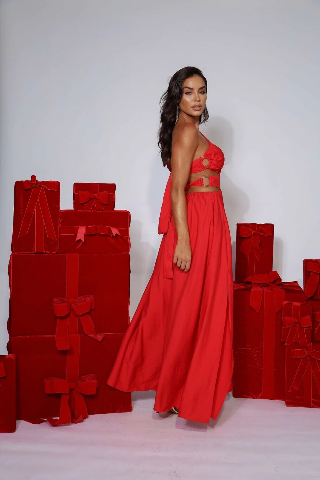 Vestido Princesa Longo Vermelho Feminino