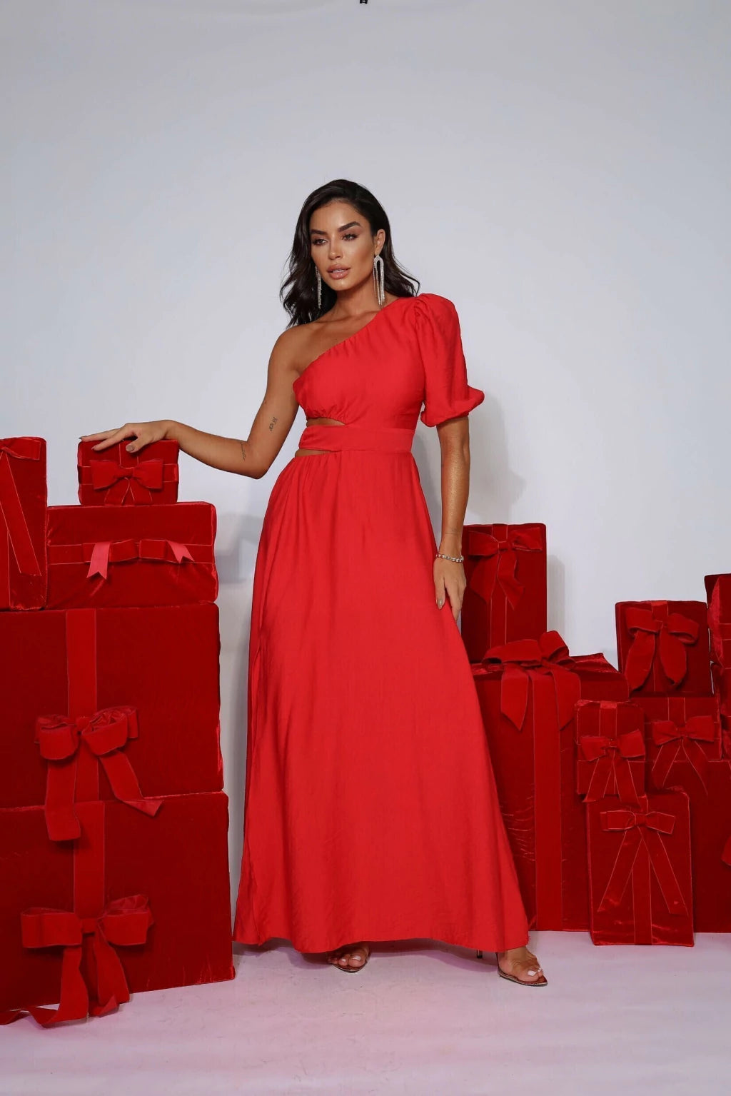 Vestido Princesa Longo Vermelho Feminino